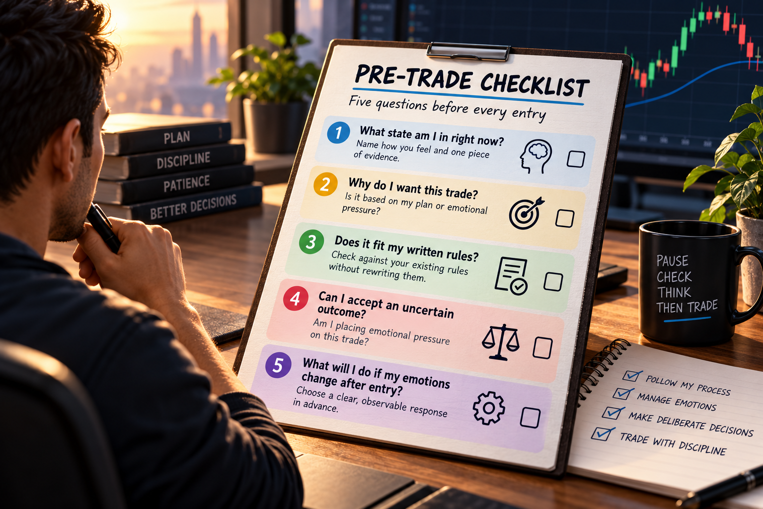 Pre Trade Checklist: 5 Questions Before Every Entry — TradeSthira resource